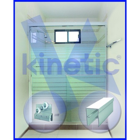 SLIDING SHOWER DOOR DOUBLE ROLLER 2,03 X 1.875 M, WHITE PAINT FINISH