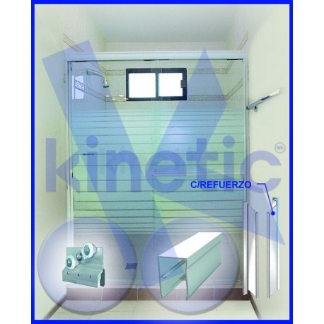 SLIDING SHOWER DOOR DOUBLE ROLLER 2,03 X 1.875 M, WHITE PAINT FINISH
