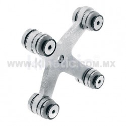 ALUMINUM SPIDER FITTING 128MM 4 WAY WITH CUSHION CONNECTOR
